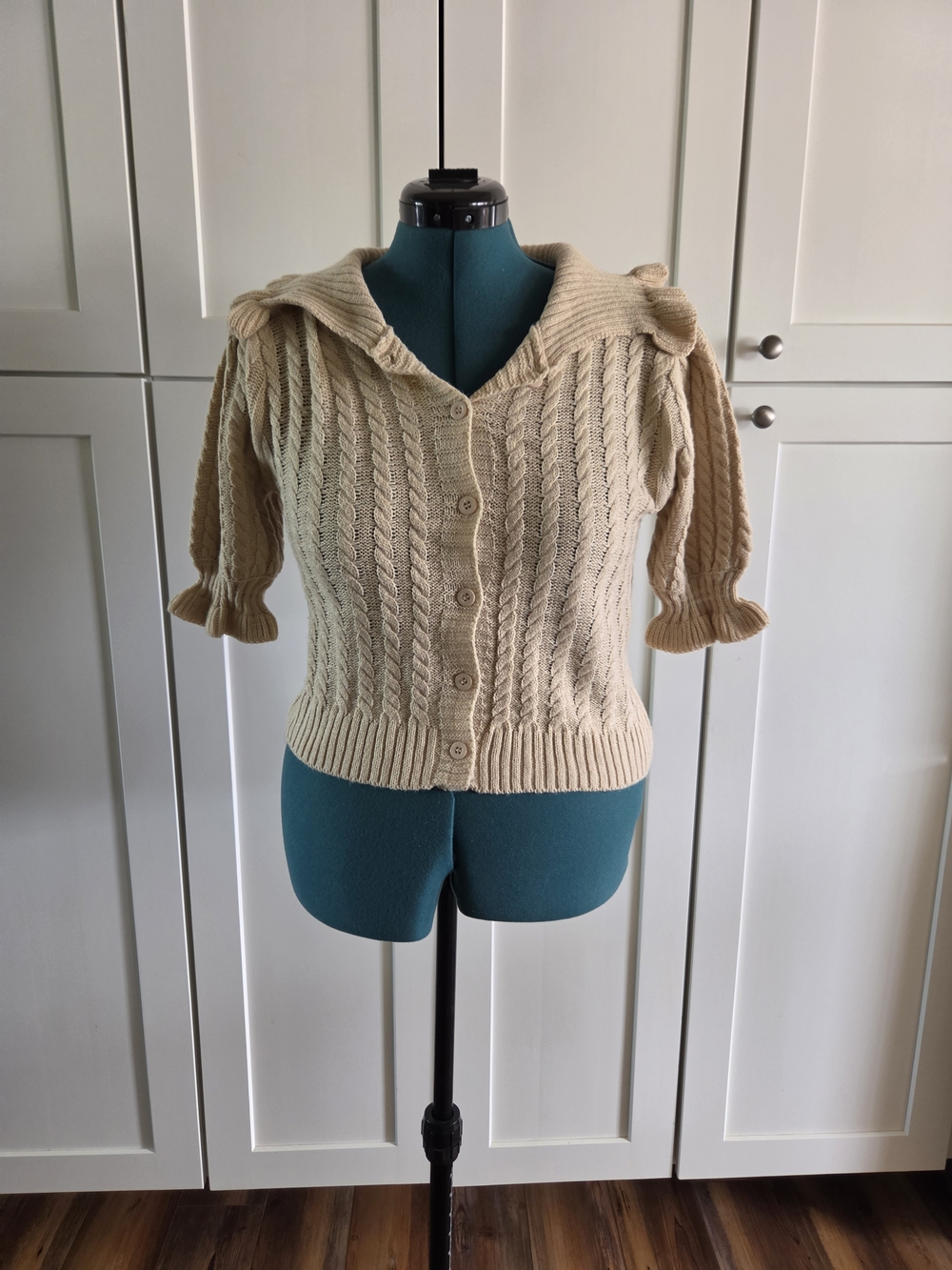 Cream Cable-Knit  Button Cardigan Size S By So Me